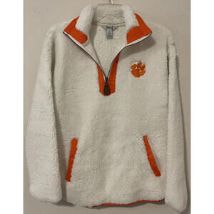 Clemson University Tigers Pressbox Small White Pullover Sherpa Sweater! M158